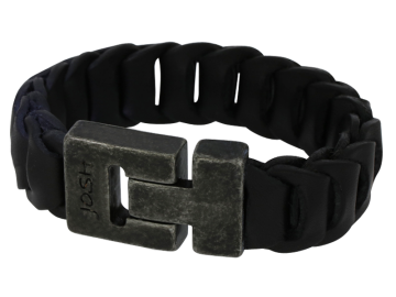 Geflochtenes Armband Leo aus Leder schwarz